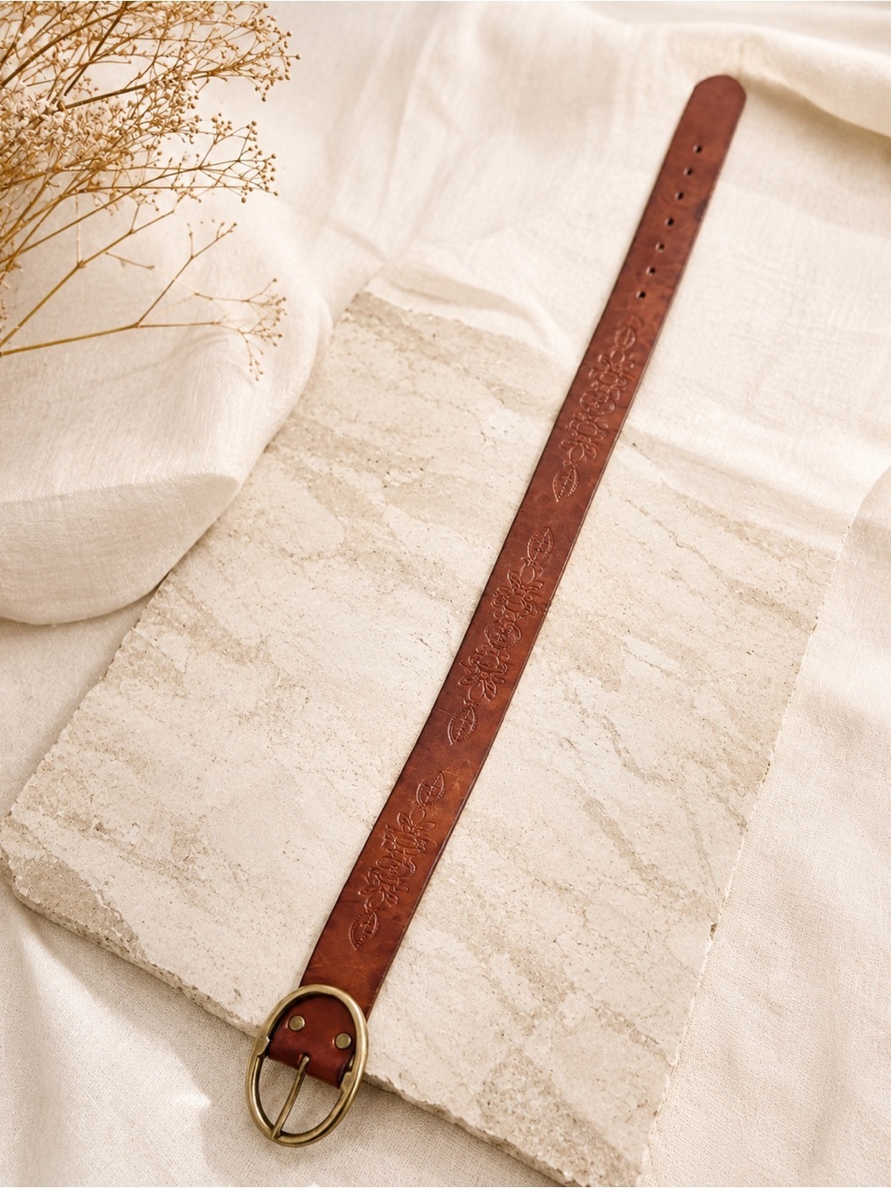 Banana Republic Genuine Leather Embossed Brown Belt Size S 36”